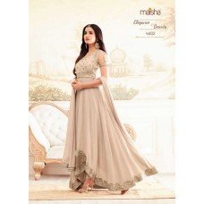 4602 BEIGE MAISHA DESIGNER WEDDING WEAR SKATER STYLE DRESS